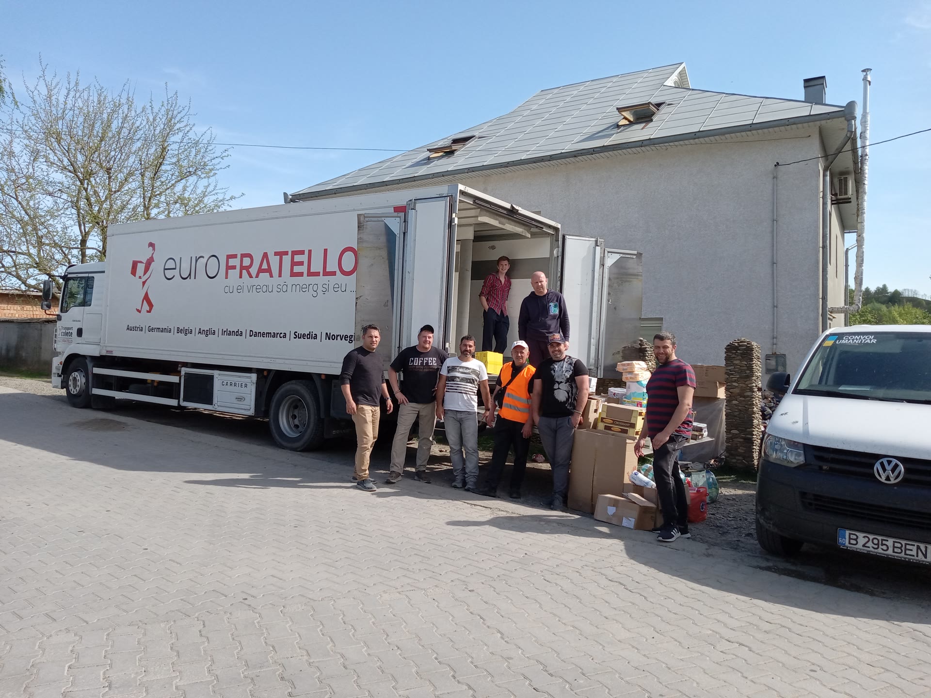 The Servants for His Kingdom team unloading an aid truck